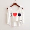 New 2022 Fashion Women Crop Top Sleeveless Cat Princess Print Summer Casual Top Women Short Cropped Tops Vest Tank Tops