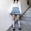 Kawaii Lolita Style Mini Skirts Women Harajuku Cute Preppy Style Jk Denim Skirt Japanese Punk High Waist Tiered 90s Y2K Skirts