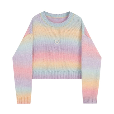 Kawaii Vintage Sweaters Women Pullover Winter 90S Striped Jumpers Korean Style Loose Pullover Knitwear Y2K Casual Loose Sweater