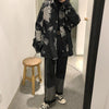 Kemeja Wanita Modis Tie Dye Turn-Down Kerah Longgar Chic Harajuku Umum Ulzzang Feminino Blus Musim Gugur Leisure Trendi