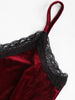 Sexy Lace Trim Velvet Spaghetti Strap Dress Halter Bandage High Waist Sleeveless Lace Patched Dress Party Club Vestidos