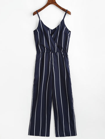 Women Striped Jumpsuit Spaghetti Strap Sleeveless V-Neck Romper Casual Women Jumpsuits Summer Female Overalls Jumpsuits