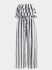 Women Stripped Jumpsuit Strapless Bowknot Ruffles Overalls Summer Beach Loose Rompers Female Tube Top Playsuit