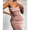 Kesiachiccly Sexy Satin Maxi Dress Women Off Shoulder Sleeveless Backless Side Split Long Dress 2023 Spring Summer Lady Vestido