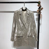 Khaki Blazer Jacket Spring Fall Women Streetwear Sequins Double Breasted Blazer Coat Ladies Long Sleeve Casual Blazer Outerwear
