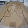 Khaki Blazer Women Office Work Formal Double Breasted Gold Button Blazers Casual Women Blazer  dropship