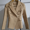 Khaki Blazer Women Office Work Formal Double Breasted Gold Button Blazers Casual Women Blazer  dropship