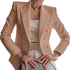 Khaki Blazer Women Office Work Formal Double Breasted Gold Button Blazers Casual Women Blazer  dropship