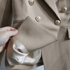 Khaki Blazer Women Office Work Formal Double Breasted Gold Button Blazers Casual Women Blazer  dropship