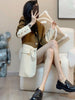 Khaki Blazers Women Patchwork Personality Design Retro Temperament Simple Panelled Ladies Trendy Ulzzang Loose Casual Autumn New