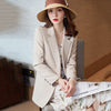 Khaki Leisure Suit Women's Coat 2023 Spring Autumn Style Temperament Slim Fit Ladies Comfortable Lining  Blazer S-4XL
