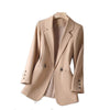 Khaki Leisure Suit Women's Coat  Spring Autumn Style Temperament Slim Fit Ladies Comfortable Lining Wild Blazer S-4XL