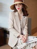 Khaki Leisure Suit Women's Coat  Spring Autumn Style Temperament Slim Fit Ladies Comfortable Lining Wild Blazer S-4XL