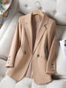 Khaki Leisure Suit Women's Coat  Spring Autumn Style Temperament Slim Fit Ladies Comfortable Lining Wild Blazer S-4XL