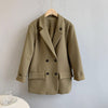 Khaki Long Blazer Women 2022 Autumn Loose Solid Color Coat Female  Korean Style Casual Black Blazer Office Coat