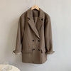 Khaki Long Blazer Women 2022 Autumn Loose Solid Color Coat Female  Korean Style Casual Black Blazer Office Coat