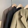 Khaki Long Blazer Women 2022 Autumn Loose Solid Color Coat Female  Korean Style Casual Black Blazer Office Coat