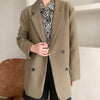 Khaki Long Blazer Women 2022 Autumn Loose Solid Color Coat Female  Korean Style Casual Black Blazer Office Coat
