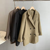 Khaki Long Blazer Women 2022 Autumn Loose Solid Color Coat Female  Korean Style Casual Black Blazer Office Coat