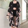 Kimono cardigan Womens tops and blouses Japanese streetwear women tops summer 2023 long shirt female plus size FF001