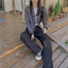 Kimotimo Crop Blazer Jacket 2023 Autumn Women Long Sleeve Houndstooth Notched Office Lady High Street Elegant Women Coat