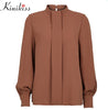 2022 Autumn Shirts Women Blusa Chiffon Blouse Long Sleeve Stand collar Fashion Tops Women's Clothing Blouse