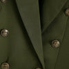 Klacwaya 2023 Women Double Breasted Blazer Vintage Notched Collar Long Sleeve Female Army Green Streetwear Suit Coat