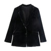 Klacwaya Blazer Women Jackets For Women 2023 Winter Clothes Black Velvet Jacket Single Button Casual Female Za Women Blazers