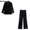 Klacwaya Blazer Women Jackets For Women 2023 Winter Clothes Black Velvet Jacket Single Button Casual Female Za Women Blazers