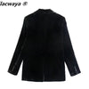 Klacwaya Blazer Women Jackets For Women 2023 Winter Clothes Black Velvet Jacket Single Button Casual Female Za Women Blazers
