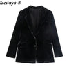 Klacwaya Blazer Women Jackets For Women 2023 Winter Clothes Black Velvet Jacket Single Button Casual Female Za Women Blazers