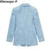 Klacwaya Blazer Women Tweed Jackets For Women 2023 Office Lady Double Breasted Female Suit Coat Woman Clothes Checked Jacket