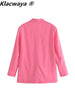 Klacwaya Woman Blazer 2023 Jacket Women Clothing Pink Casual Coat Female Blazers Mujer