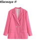 Klacwaya Woman Blazer 2023 Jacket Women Clothing Pink Casual Coat Female Blazers Mujer