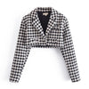 Klacwaya Houndstooth Autumn Suit For Women Two Piece Set Women Suits With Skirt High-Waisted Skirts Female Short Blazer Sets