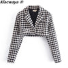 Klacwaya Houndstooth Autumn Suit For Women Two Piece Set Women Suits With Skirt High-Waisted Skirts Female Short Blazer Sets