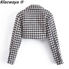 Klacwaya Houndstooth Autumn Suit For Women Two Piece Set Women Suits With Skirt High-Waisted Skirts Female Short Blazer Sets