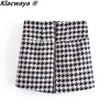Klacwaya Houndstooth Autumn Suit For Women Two Piece Set Women Suits With Skirt High-Waisted Skirts Female Short Blazer Sets
