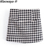Klacwaya Houndstooth Autumn Suit For Women Two Piece Set Women Suits With Skirt High-Waisted Skirts Female Short Blazer Sets