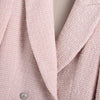 Klacwaya Spring Autumn Tweed Blazer Jackets For Women 2023 Notched Double Breasted Office Lady Pink Blazer Casual Women Blazers