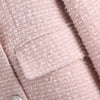 Klacwaya Spring Autumn Tweed Blazer Jackets For Women 2023 Notched Double Breasted Office Lady Pink Blazer Casual Women Blazers