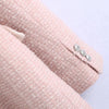Klacwaya Spring Autumn Tweed Blazer Jackets For Women 2023 Notched Double Breasted Office Lady Pink Blazer Casual Women Blazers