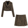 Klacwaya Tweed Set woman Two-Pieces Chic Plaid Suits With Skirt Women Autumn 2023 High-Waisted Skirt Cropped Blazer Sets