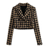 Klacwaya Tweed Set woman Two-Pieces Chic Plaid Suits With Skirt Women Autumn 2023 High-Waisted Skirt Cropped Blazer Sets