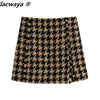 Klacwaya Tweed Set woman Two-Pieces Chic Plaid Suits With Skirt Women Autumn 2023 High-Waisted Skirt Cropped Blazer Sets