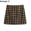 Klacwaya Tweed Set woman Two-Pieces Chic Plaid Suits With Skirt Women Autumn 2023 High-Waisted Skirt Cropped Blazer Sets