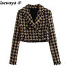 Klacwaya Tweed Set woman Two-Pieces Chic Plaid Suits With Skirt Women Autumn 2023 High-Waisted Skirt Cropped Blazer Sets