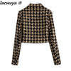 Klacwaya Tweed Set woman Two-Pieces Chic Plaid Suits With Skirt Women Autumn 2023 High-Waisted Skirt Cropped Blazer Sets