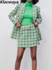 Klacwaya Tweed Suit Skirt Set Women Elegant Tweed Set 2 Piece Women Office Suits Blazer Sets High-Waisted Skirts