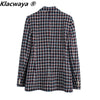 Klacwaya Tweed Suit Two Piece Set Women Double Breasted Blazer Office Lady Check Suits With Skirt Female High-Waisted Skirts